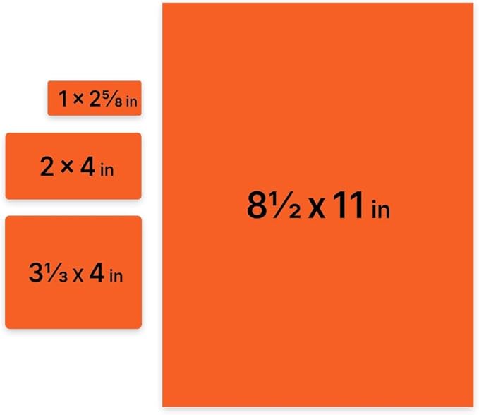 JAM PAPER Shipping & Mailing Address Labels - Multi Size Assortment - Orange - 370/Pack