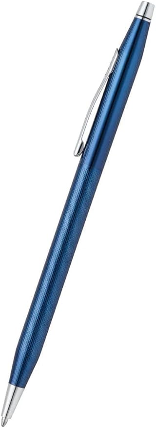 Cross Classic Century Translucent Cobalt Blue Engraved Diamond Pattern Ballpoint Pen - Refillable Pen for Effortless Writing - Black Ink - Durable Construction - Premier Distinctive Look