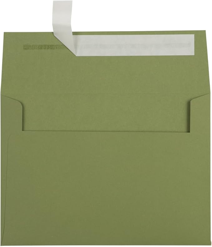 LUXPaper A7 Invitation Envelopes | Peel & Press | 5 1/4" x 7 1/4" | Olive Green | 70lb. Text | 50 Qty