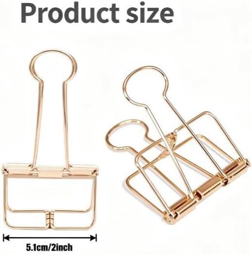 4Pcs Golden Hollow Out Long Tail Wire Binder Clips Paper Binder Clip Large 51mm Binder and Paper Clips Small in Size and Light in Weight,Clips, Clamps and Rings,Clips, Clamps and Rings