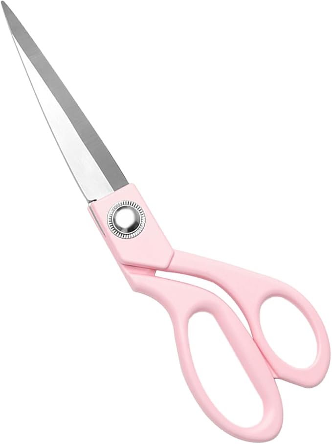 NatSumeBasics 8" Pink Fabric Sewing Scissors Cute Heavy Duty Sharp Rustproof Stainless Steel Shears for Women Home Office DIY Crafts Scrapbooking