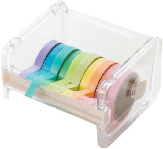 Transparent Visible Desktop Practical Washi Tape Dispenser, Packaging Tape Dispenser Cutter Roll Tape Holder Organizer, Tape Holder Tape Cutter, Sticker Roll Tape Cutter Holder(Not Include Tape)