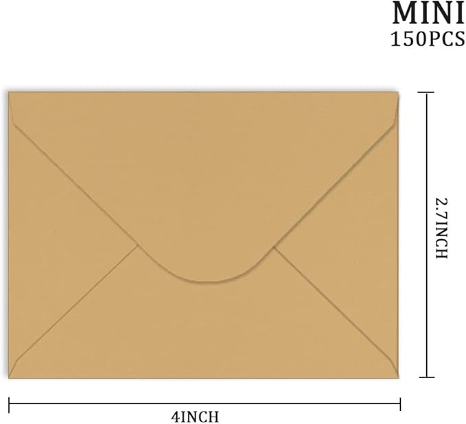 150 Packs of Gift Card Envelopes, Brown Kraft Mini Envelopes, Gift Card Holder, Business Card Envelopes (4"x2.75") (brown)