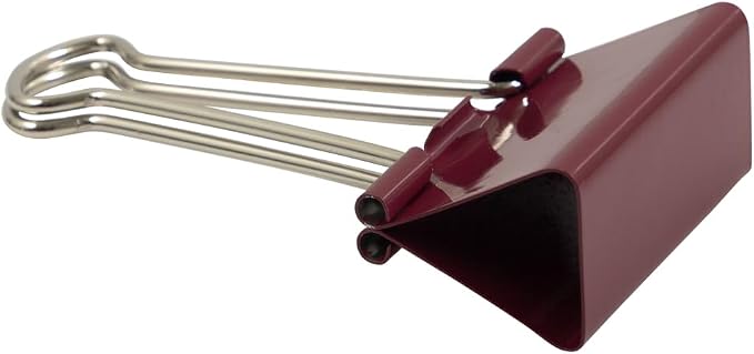 JAM PAPER Colorful Binder Clips - Large - 1 1/2 Inch (41 mm) - Burgundy Binderclips - 12/Pack