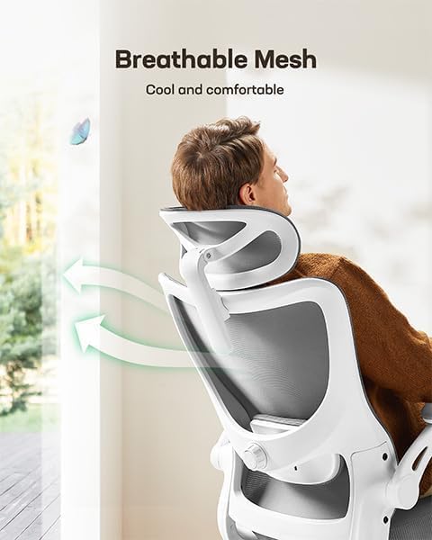 Marsail Ergonomic Office Chair with 3D Armrests, Pack of 2 | Office Desk Chair with High Back Mesh, Adjustable Lumbar Support, Rolling Work Swivel Task Chairs with Wheel, Headrest, home