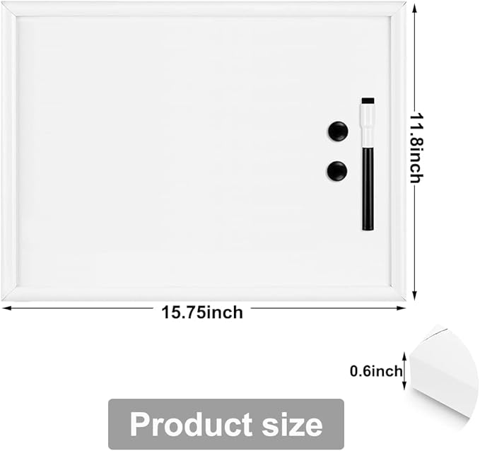 Dry Erase White Board, Magnetic Whiteboard for Wall, Hanging Board for Decoration/Planning/Kitchen Grocery List/Drawing/Memo, for Office/School/Home 11.8"x 15.7"