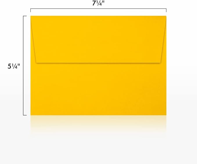 LUXPaper A7 Invitation Envelopes | Peel & Press | 5 1/4" x 7 1/4" | Sunflower Yellow | 80lb. Text | 1,000 Qty