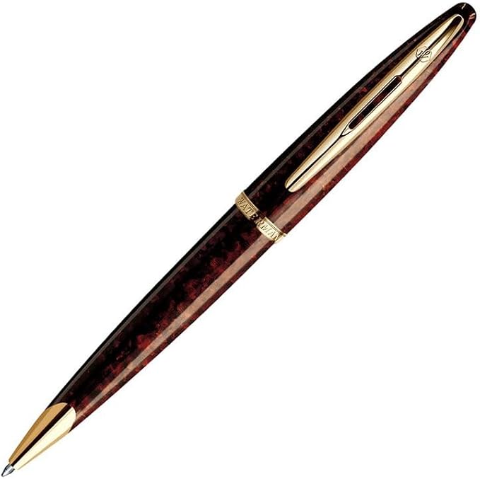 Waterman Carène Ballpoint Pen, Marine Amber with 23k Gold Clip, Medium Point with Blue Ink, 1 Count - Luxury Writing, Includes Gift Box