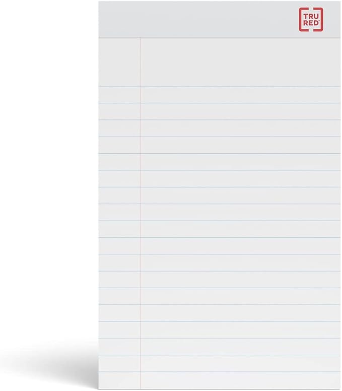 Sustainable Earth by STAPLES Notepads, 5” x 8”, Wide Ruled, White, 50 Sheets/Pad, 12‑Pack