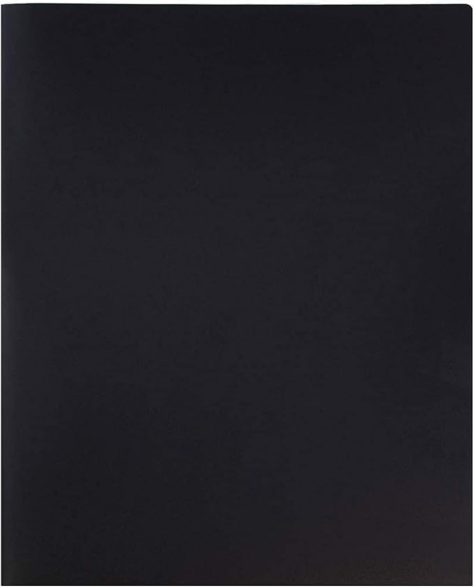 JAM PAPER Plastic 2 Pocket POP Folders - Durable School Folders - Black - 6/Pack