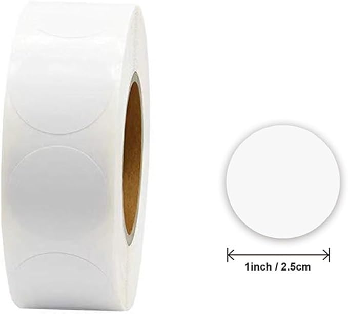 1000PCS Kraft Circle Stickers, 1 Inch Round Blank Garage Sale Price Stickers, Kraft Coding Tag Labels, Brown Natural Envelope Seals for Home, Classroom, Jam, Canning Jar Labels (White)