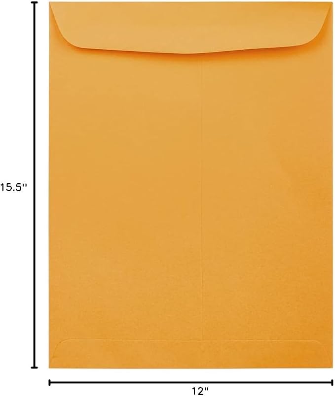 JAM PAPER 12 x 15 1/2 Open End Catalog Commercial Envelopes - Brown Kraft Manila - Bulk 250/Box