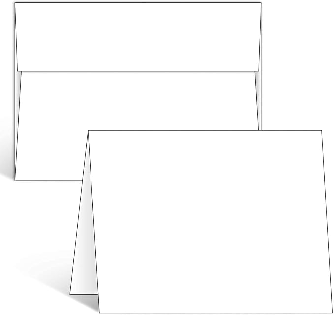 Ohuhu 4x6 Blank White Cards and Self-Seal Envelopes 100 Pack for DIY Cards | 4" x 6" Heavyweight Folded Cardstock and A4 Envelopes for DIY Greeting Cards Wedding Birthday Invitations & All Occasions