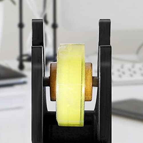 Cute Cat Tape Dispenser,Vintage Wooden Kitty Tape Cutter with 1 Roll Tape for Home Office Desktop Accessory (Black)