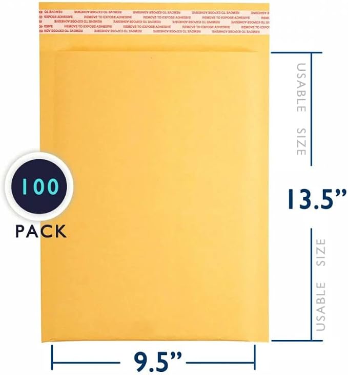100 PC #4 9.5x14.5 Inches 100 Pack Inches Kraft Bubble Mailers Yellow Shipping Padded Envelopes Self Seal Waterproof Cushion Envelopes