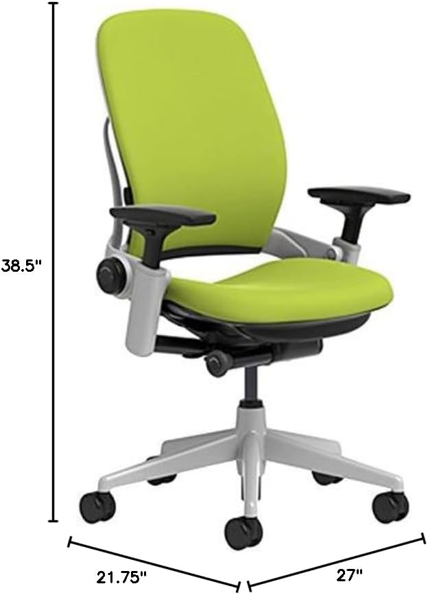 Steelcase Leap Chair with Platinum Base & Standard Carpet Casters, Wasabi