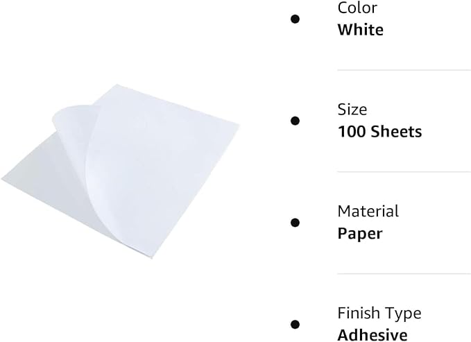 L LIKED 50 Full Sheet Self Adhesive Sticker Paper 8.5 x 11 Inches, Address Labels for Laser & Inkjet Printing (50 Sheets)