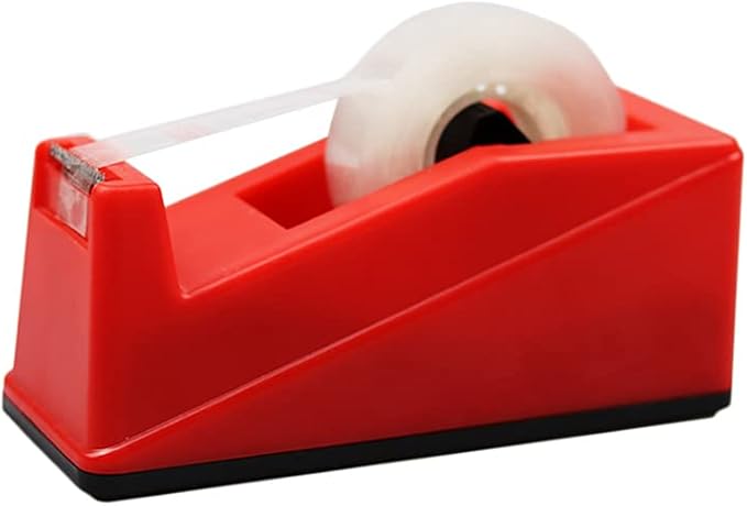 DBKMPZ Classic Desktop Tape Dispenser,1 in Core,Non-Skid Base - with 1 Premium Rolls Invisible Clear Tape, Perfect for Office, Home, School (Red)