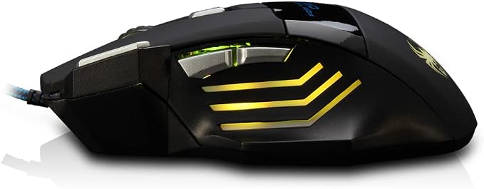 zelotes Wired Gaming Mouse with Fire Button,7200 DPI,7 Buttons,Ergonomic Design,LED Illumination,Corded Optical Mouse Mice for Laptop,PC,Mac,Black