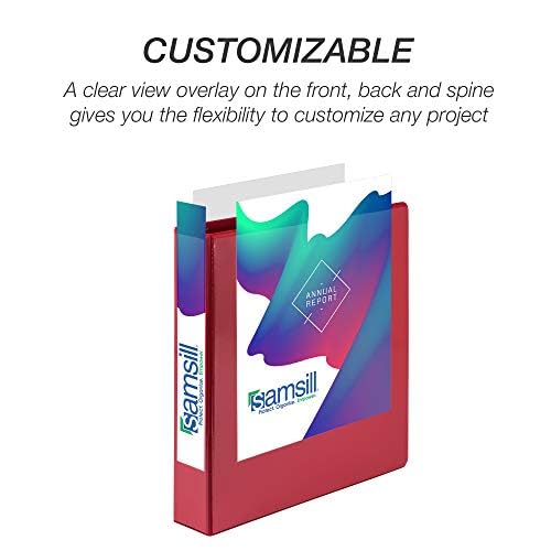 Samsill Durable 1.5 inch 3 Ring Binder, D Ring Binder, 100% Recycled Chipboard, Red, 4 Pack