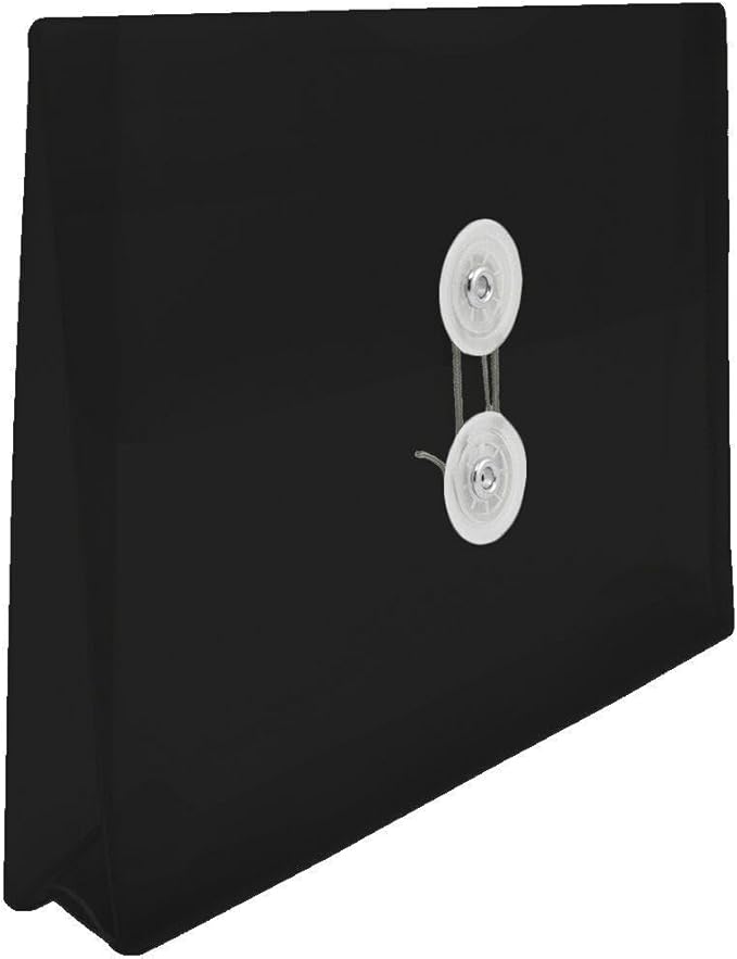 JAM PAPER Plastic Booklet Envelopes with Button & String Tie Closure - Index Size - 5 1/2 x 7 1/2 - Black - 3/pack