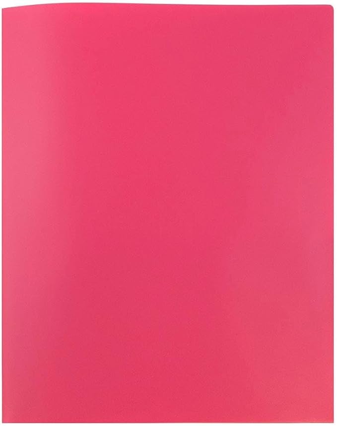 JAM PAPER Plastic 2 Pocket POP Folders - Durable School Folders - Fuchsia Hot Pink - Bulk 144/Box