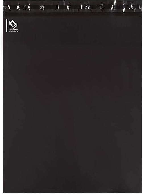 KKBESTPACK 100 Pcs 12x15.5 Poly Mailer Envelopes Shipping Bags Self Adhesive Waterproof Bags (Black), 12 x 15.5