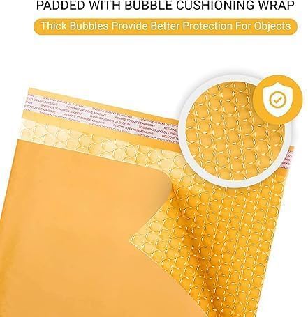 Kraft Bubble Mailers 8.5x14.5, Self Seal Padded Envelopes #3, 200 Pack | Fits Books & Magazines, No Tape Needed, Cushioned Protection, Tear-Resistant Yellow Kraft, Made in USA