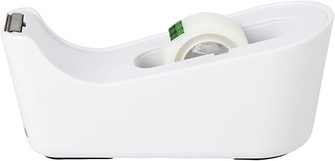 Scotch Tape Dispenser,White,Great for School or Office and Includes 1 Roll of Scotch Magic Tape 3/4 in x 350 in,ABS Material,(Pack of 4)
