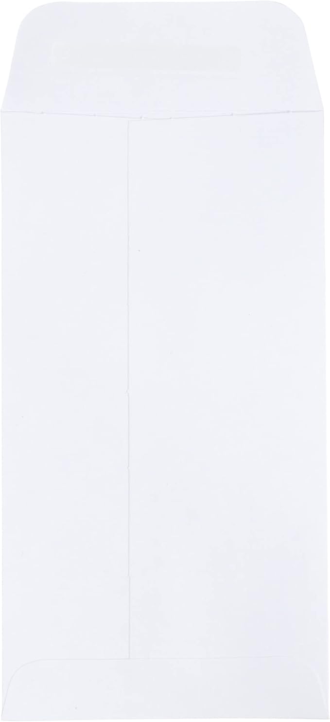 JAM PAPER #7 Coin Business Envelopes with Peel and Seal Closure - 3 1/2 x 6 1/2 - White - 100/Pack