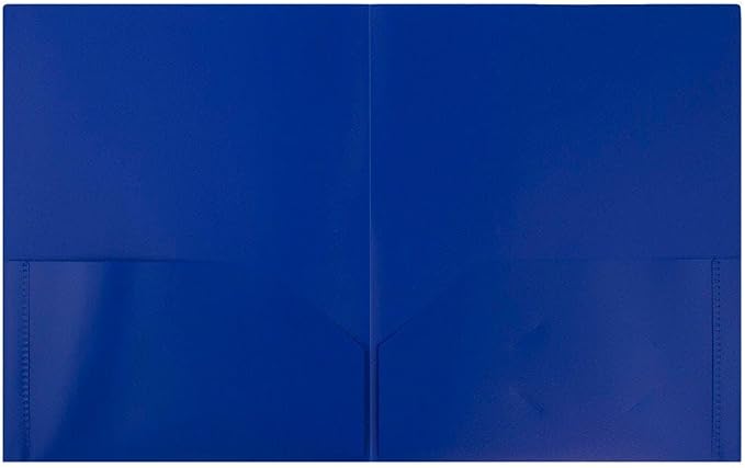 JAM PAPER Plastic 2 Pocket POP Folders - Durable School Folders - Blue - 12/Pack