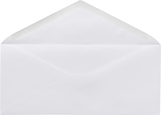 Amazon Basics #10 Business Letter Envelopes with Gummed Seal, No Tint, White, 500-Pack