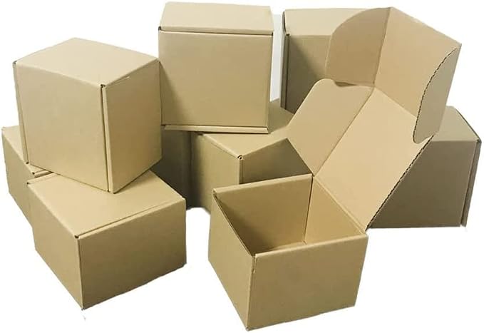4x4x3 inch Shipping Boxes Pack of 25, Brown Corrugated Cardboard Mailer Box | Tuck Top, Easy Assembly, DIY Cardboard, Recyclable Mailer Boxes for Packaging Small Business and Book Literature Gift Giving