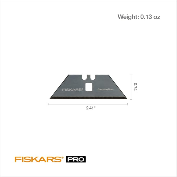 Fiskars Pro CarbonMax 3/4" Utility Knife Blades, Replacement Blades made with Carbon Steel, 20-Pack