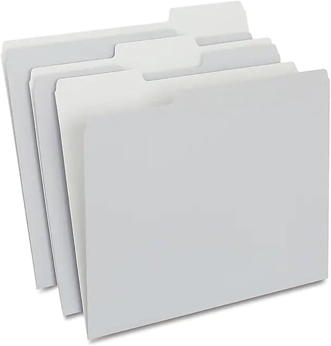 Staples Colored File Folders, Letter Size, 3-Tab, Gray, 100/Pack | Durable paper stock for everyday office document organization and filing.