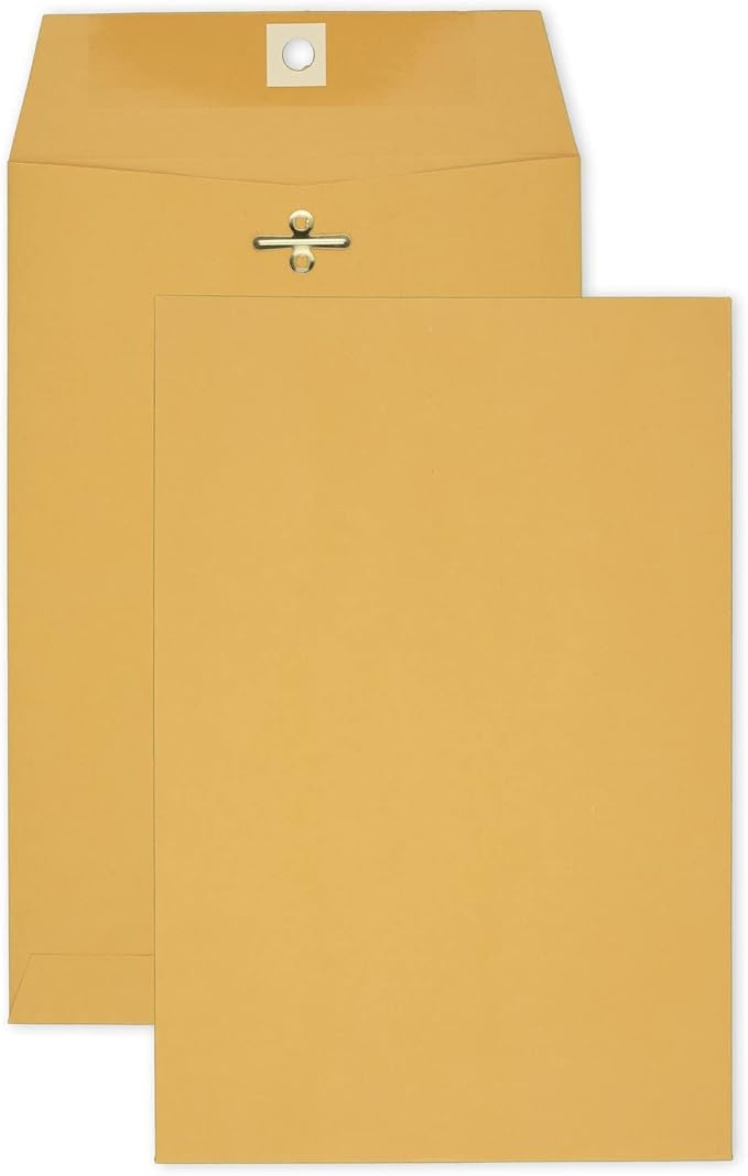 Mead Brown Kraft Envelopes, Clasp, 6" x 9", 100/Box (CO755)