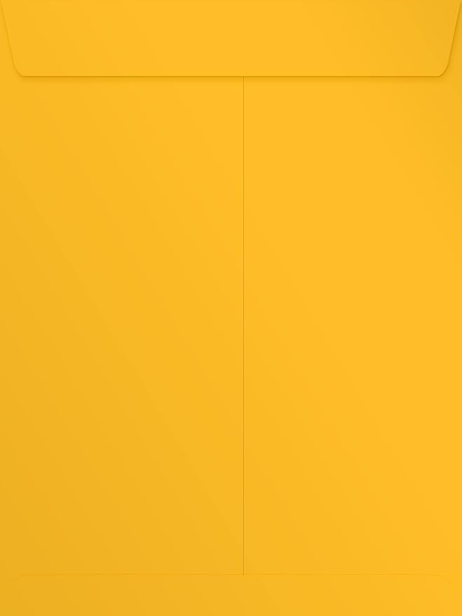 LUXPaper 9 x 12 Open End Envelopes | Peel & Press | Sunflower Yellow | 80lb. Text | 500 Qty
