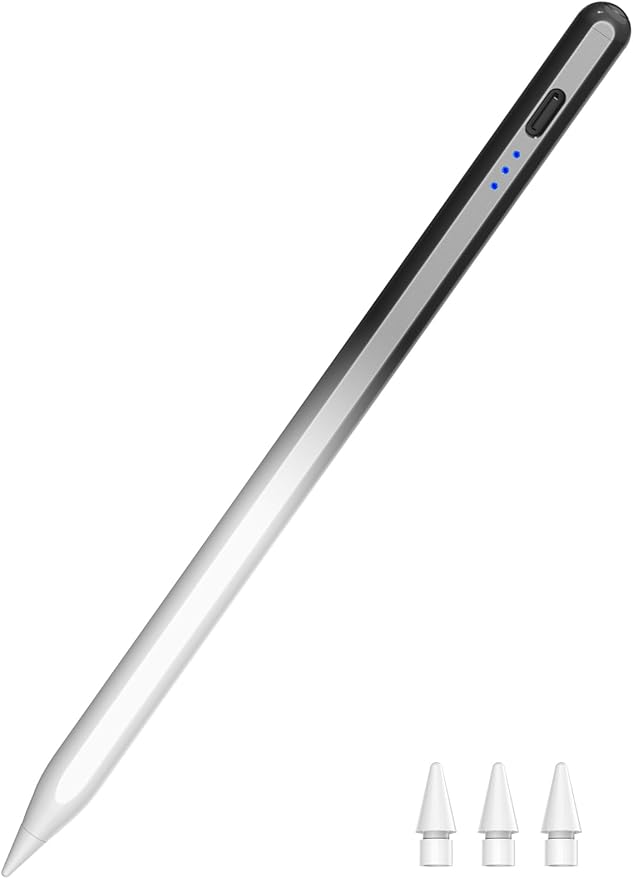 Stylus Pen for iPad 2018-2025, 15 Mins Fast Charging Pencil 1st Gen with Tilt & Palm Rejection Digital Pens Stylus for iPad 6-11, Air 3/4/5/M2/M3, Mini 5/6/7, Pro 11"/12.9"/M4 M5 (Black White)