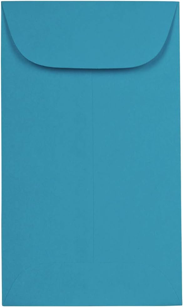 JAM PAPER #3 Coin Business Colored Envelopes - 2 1/2 x 4 1/4 - Blue Recycled - 50/Pack