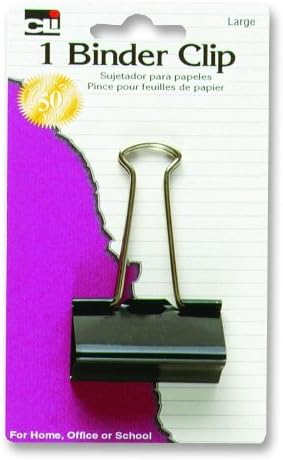 Charles Leonard Binder Clips, Large, Black/Silver (51000)