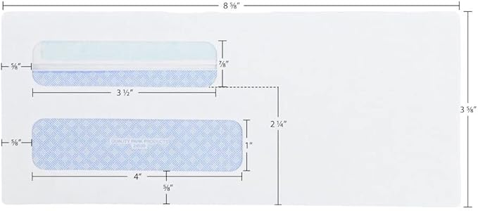 Quality Park #8 5/8 Security Envelopes,Double Window,Self Seal Envelopes for Invoices/Statements,3-5/8" x 8-5/8",24 lb White,500/Box (QUA24539),(Pack of 5)