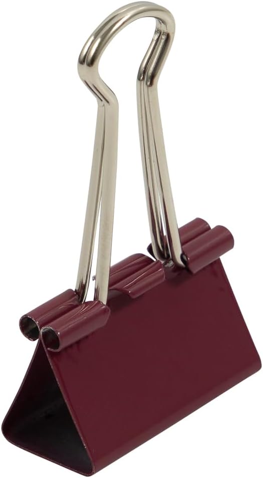 JAM PAPER Colorful Binder Clips - Medium - 1 1/4 Inch (32 mm) - Burgundy Binderclips - 15/Pack