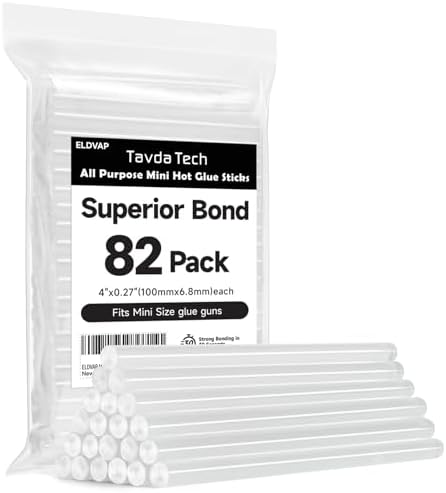 ELDVAP Clear Mini Hot Glue Sticks 82 Count - 0.27"D, 4"L, All-Temperature for Most Mini Glue Guns, Multipurpose Craft & Repair Sticks, Ideal for Christmas DIY & Holiday Decorations