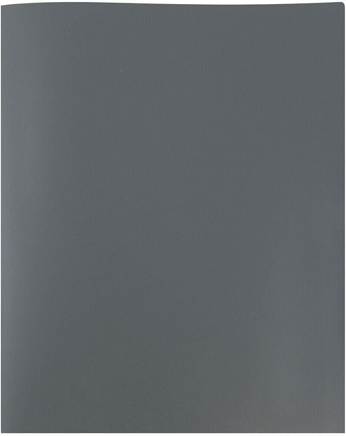 JAM PAPER Plastic 2 Pocket POP Folders - Durable School Folders - Grey - 3/Pack
