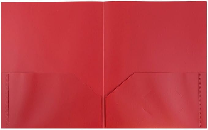 JAM PAPER Plastic 2 Pocket POP Folders - Durable School Folders - Red - Bulk 144/Box