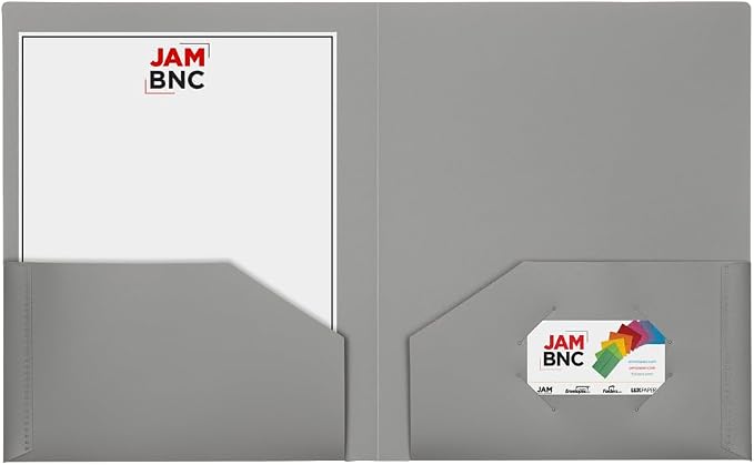 JAM PAPER Heavy Duty Plastic 2 Pocket Extra Tough School Folders - Assorted Business Colors - 6/Pack