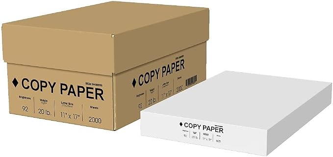 Domtar 11-inch x 17-inch Ledger Size Copy Paper, 20 lbs, 92 Brightness, 500 Sheets/Ream, 4 Reams/Carton (4074)