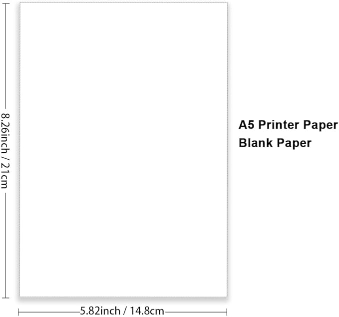 Printer Paper - 500 Sheets, A5 Premium Bright White Paper, 28lb Bond / 70lb Text (105 gsm) Bright White Paper – Great for Copy, Printing, Writing, 5.83" x 8.27" (148 x 210 mm)