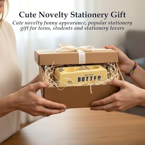 Resin Butter Shaped Funny Tape Dispenser, Novelty Packing Tape Dispenser | YOUERDA; Desk Fits Standard Tapes, Fun Office Home School Supplies, Teens & Students Cute Stationery Gift