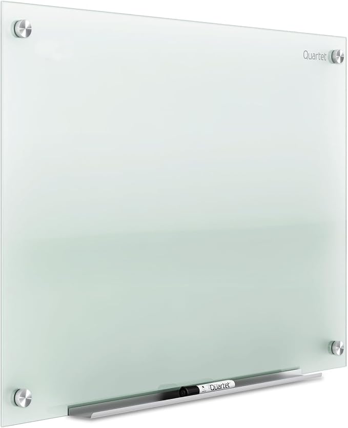Quartet Whiteboard, Glass Dry Erase Board, Non-Magnetic, 36"W x 24"H, Infinity Frameless Mounting, Includes Dry Erase Marker, Frosted White (G3624F)